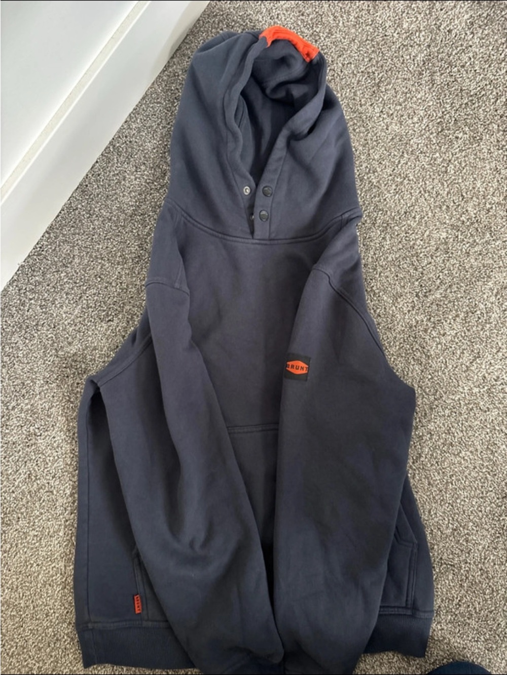 Men's Crewneck Hoodie Sweatshirt - Navy with Orange Trim